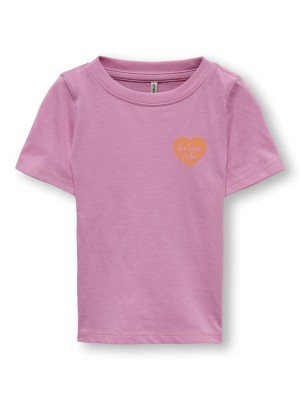 ONLY:KIDS ONLY KMGSENNA S/S HEART TOP BOX JRS Begonia Pink/Love | Freewear