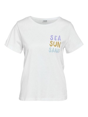 Noisy May NMSUN NATE S/S T-SHIRT JRS FWD Bright White/SEA SUN SAND | Freewear