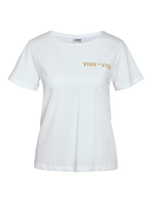 Noisy May NMSUN NATE S/S T-SHIRT JRS FWD Bright White/VIVA LA VIDA | Freewear