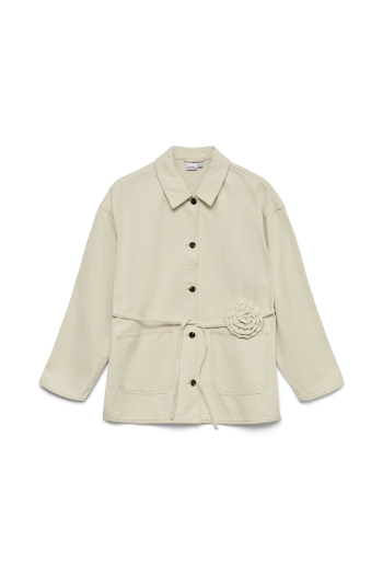 Vero Moda VMSAZZY LS ROSE BELT DNM JAKCET ecru