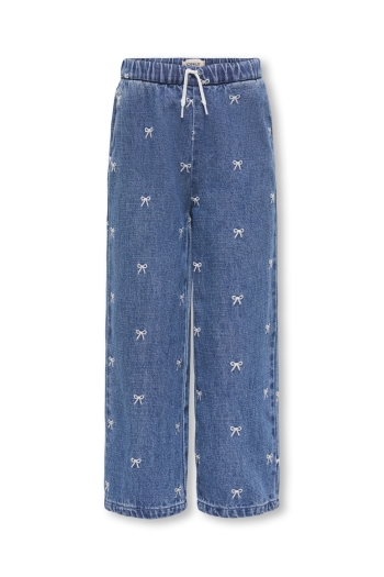 ONLY:KIDS ONLY KMGPIERCE WIDE BOW JEANS DNM YOK medium blue denim/bows