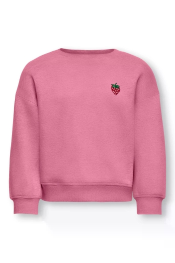 ONLY:KIDS ONLY KMGSWEAT L/S CREW EMB LOOSE SWT NOO: cashmere rose/emb strawberry