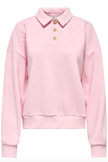ONLY ONLAGNES L/S POLO CS PR SWT romance rose/light gold buttons