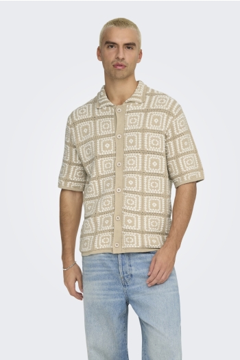 Only and Sons ONSBART RLX 5 SS SHIRT KNIT NOOS silver lining/egret