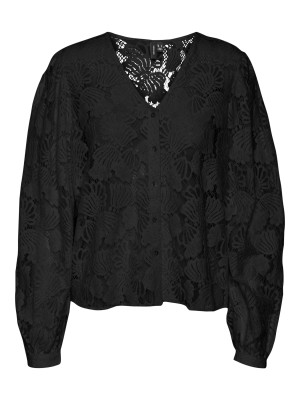 Vero Moda VMGABENA L/S LACE SHIRT WVN BTQ Black | Freewear